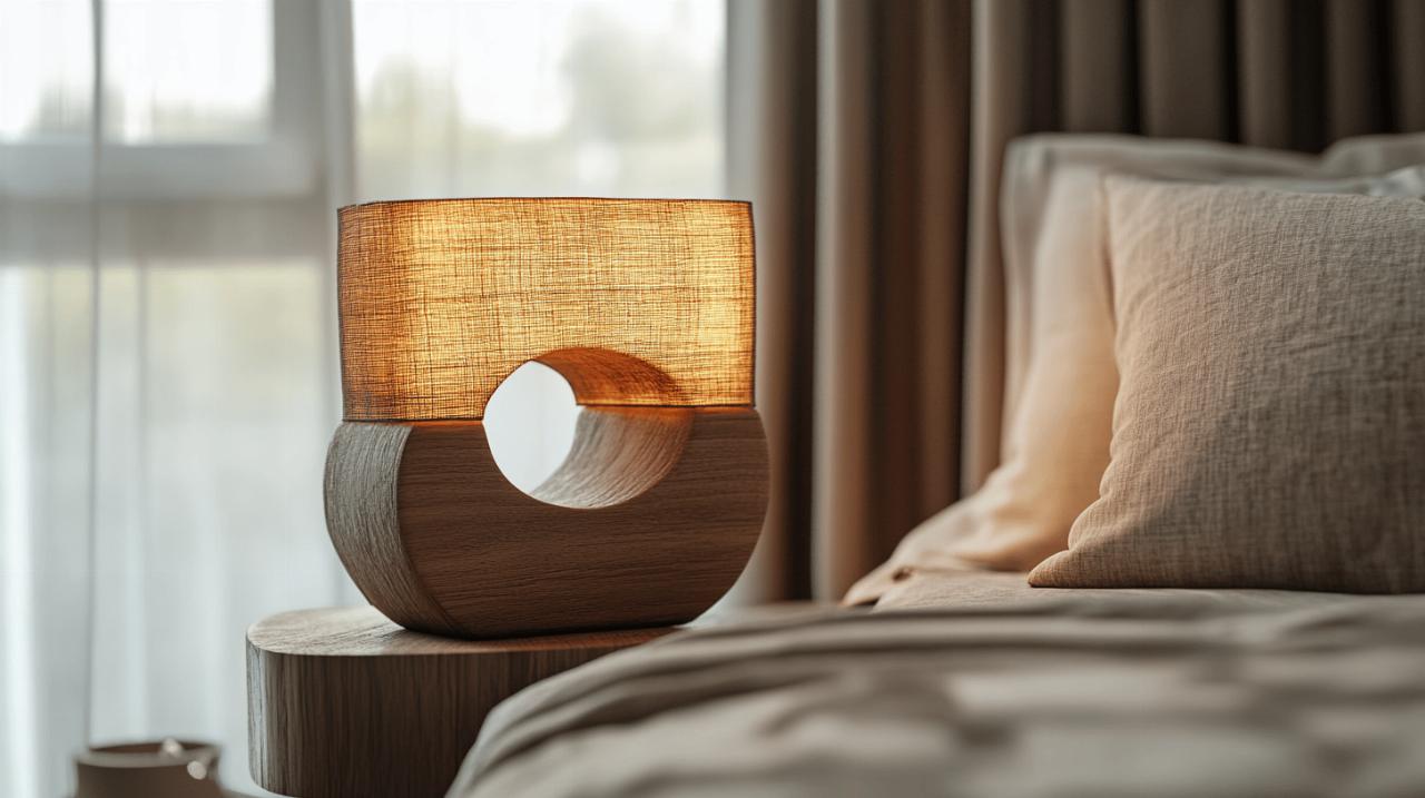 Design et fonctionnalite : La Lampe De Chevet Pied En Bois Personaggi avec intensite reglable